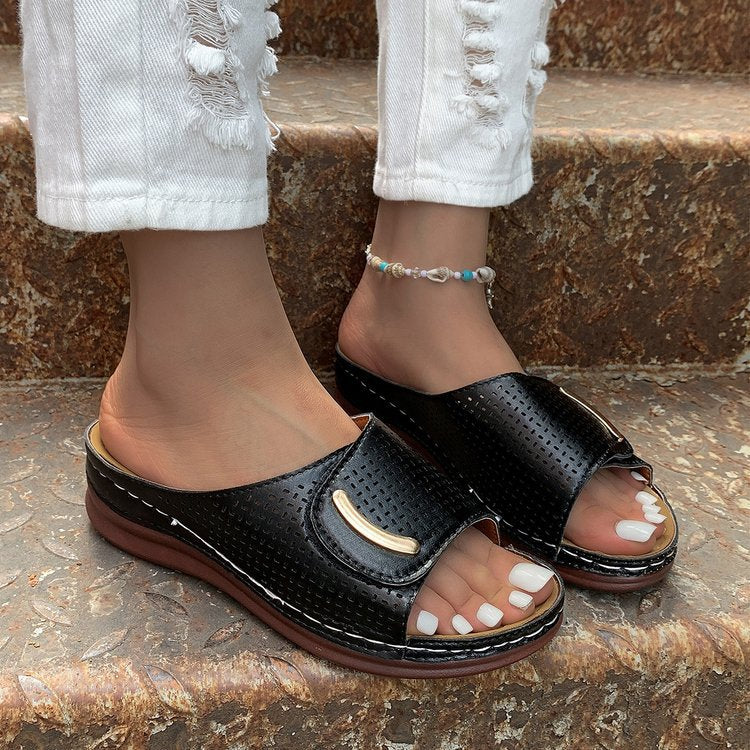Comelyy Wedge casual sandals and slippers women 2023 new thick bottom hollow