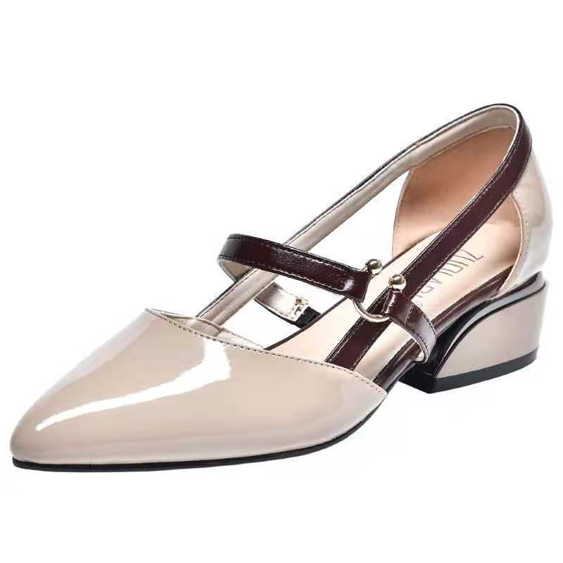 Comelyy Sandals mid heel soft sole pointed toe low heel