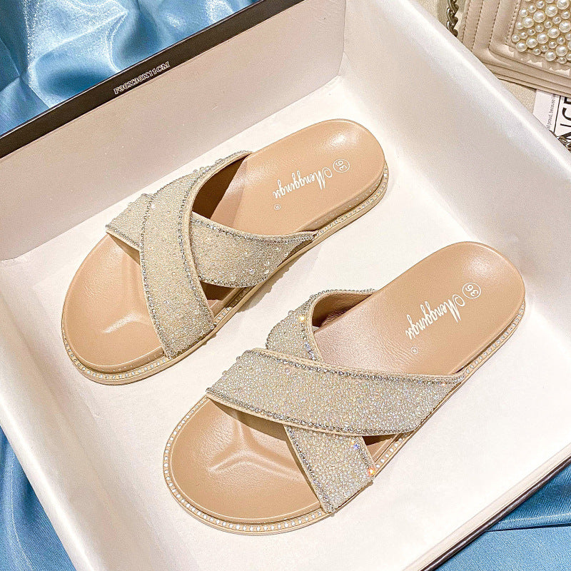Comelyy Rhinestone Fashion Slippers