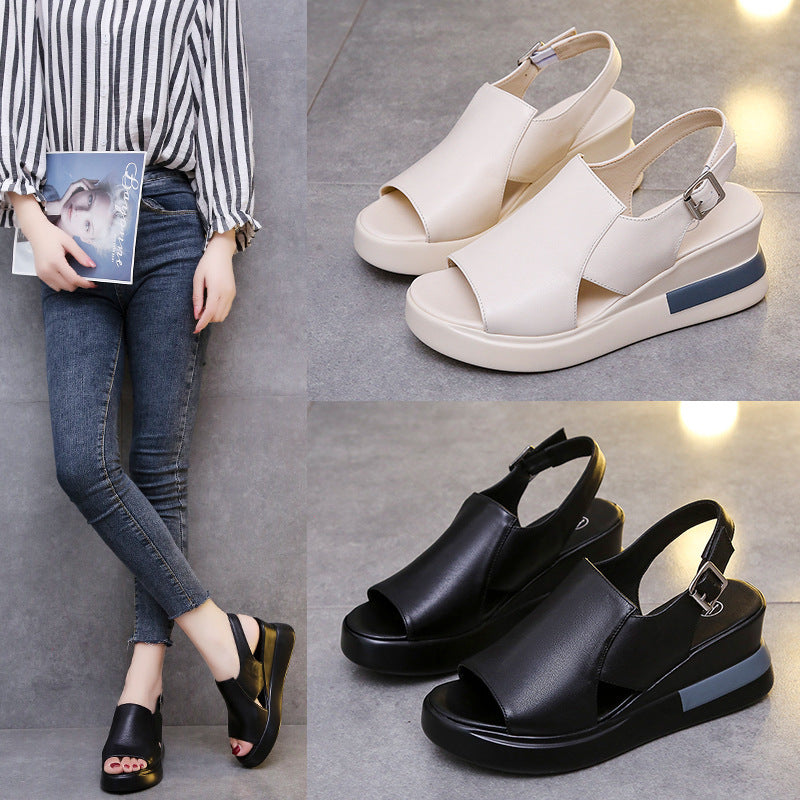Comelyy Women's platform platform wedge sandals with buckle