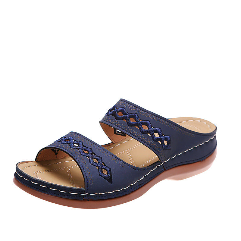 Comelyy Slippers non-slip round toe wedge comfortable sandals