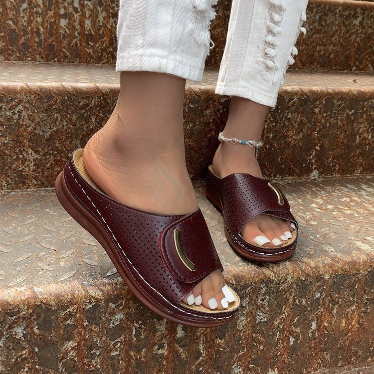 Comelyy Wedge casual sandals and slippers women 2023 new thick bottom hollow