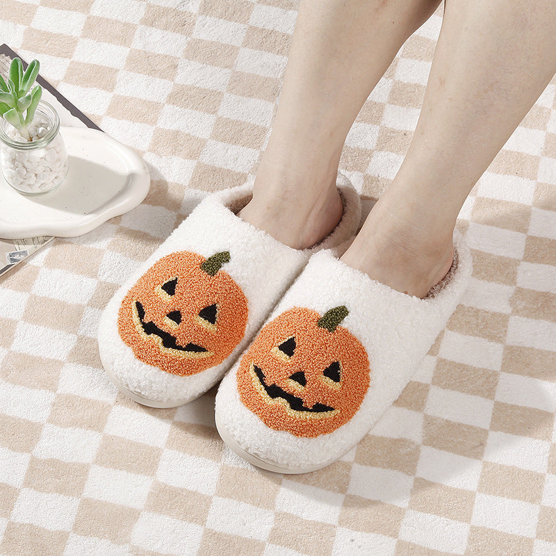 Comelyy Halloween Pumpkin Cartoon Warm Winter Cotton Slippers