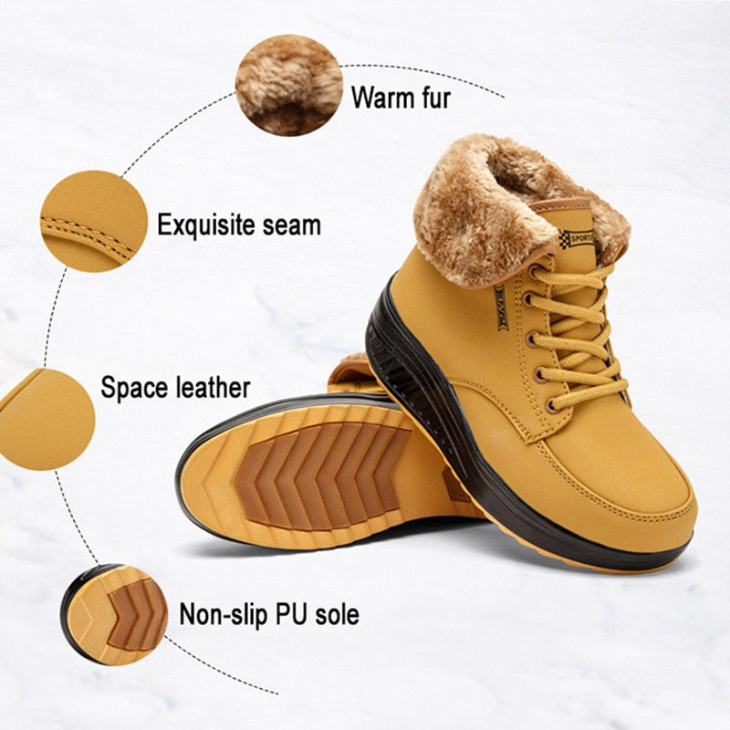 Comelyy Plush Warm Winter Boots Women's Platform  Ankle Swing Shoes