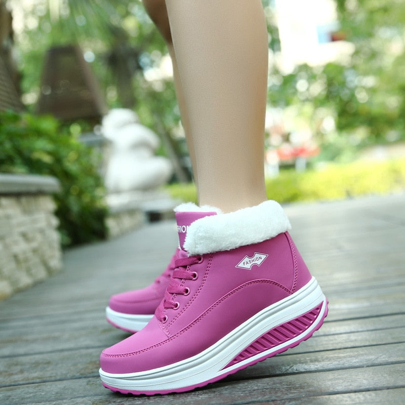 Comelyy Plush Warm Winter Boots Women's Platform  Ankle Swing Shoes