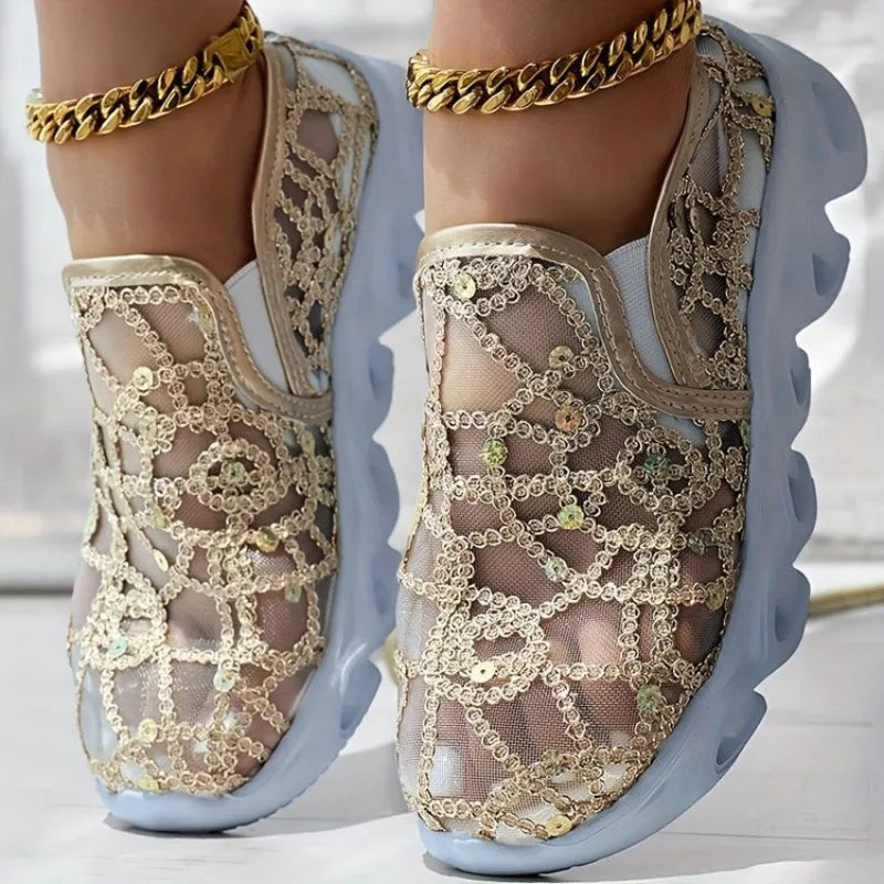 SunGleam™ Embroidered Mesh Summer Loafers – Breathable & Elegant
