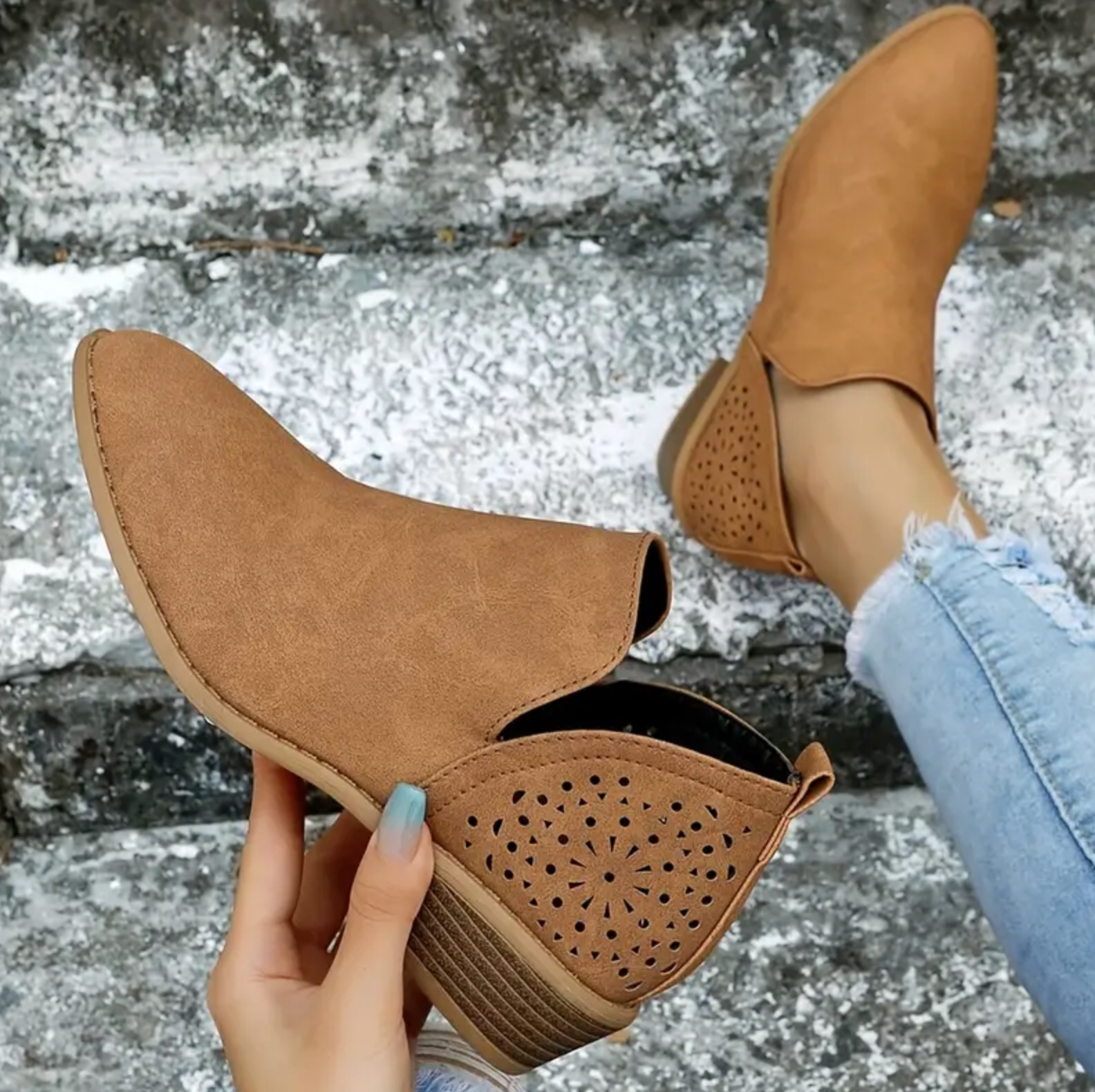 Comelyy chunky heel sleeve slim boots overshoes