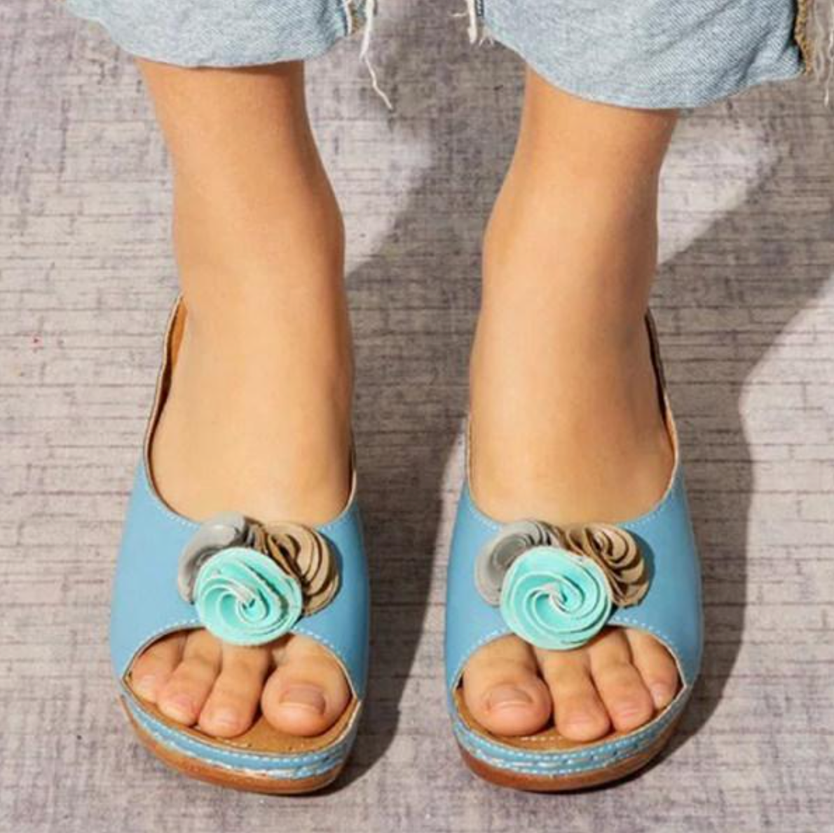 Comelyy Flower sandals platform platform wedge heel women's slippers