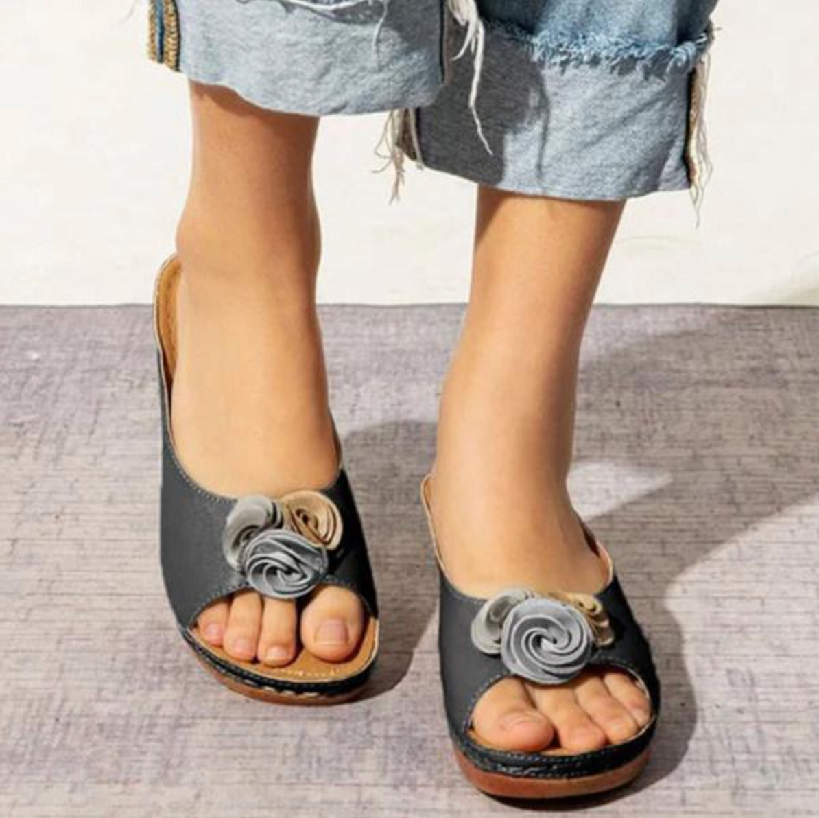 Comelyy Flower sandals platform platform wedge heel women's slippers