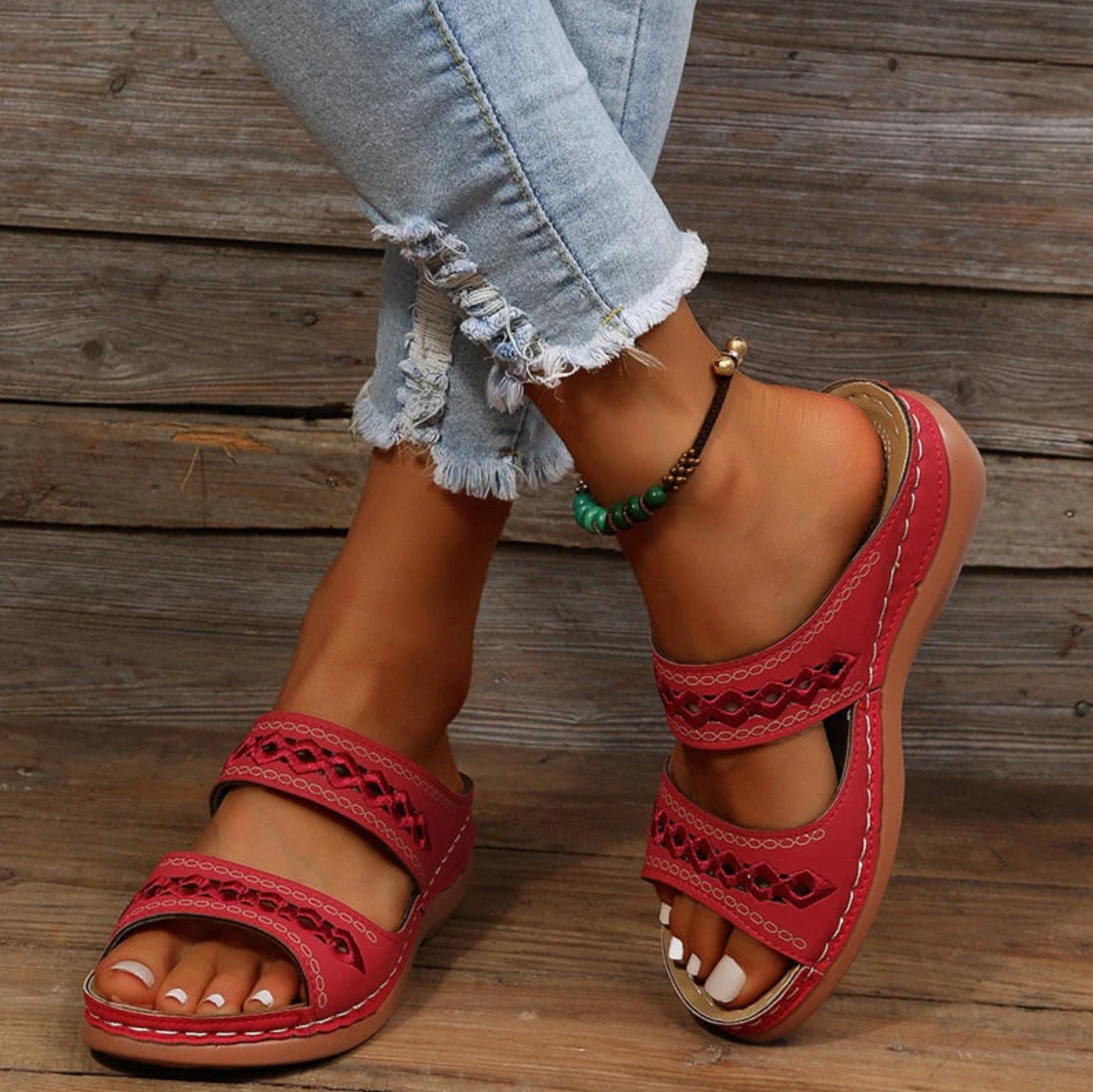Comelyy Slippers non-slip round toe wedge comfortable sandals