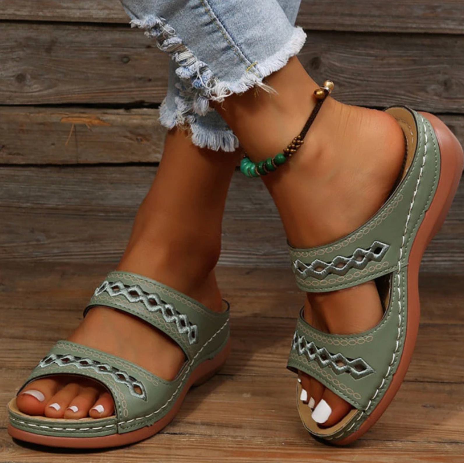 Comelyy Slippers non-slip round toe wedge comfortable sandals