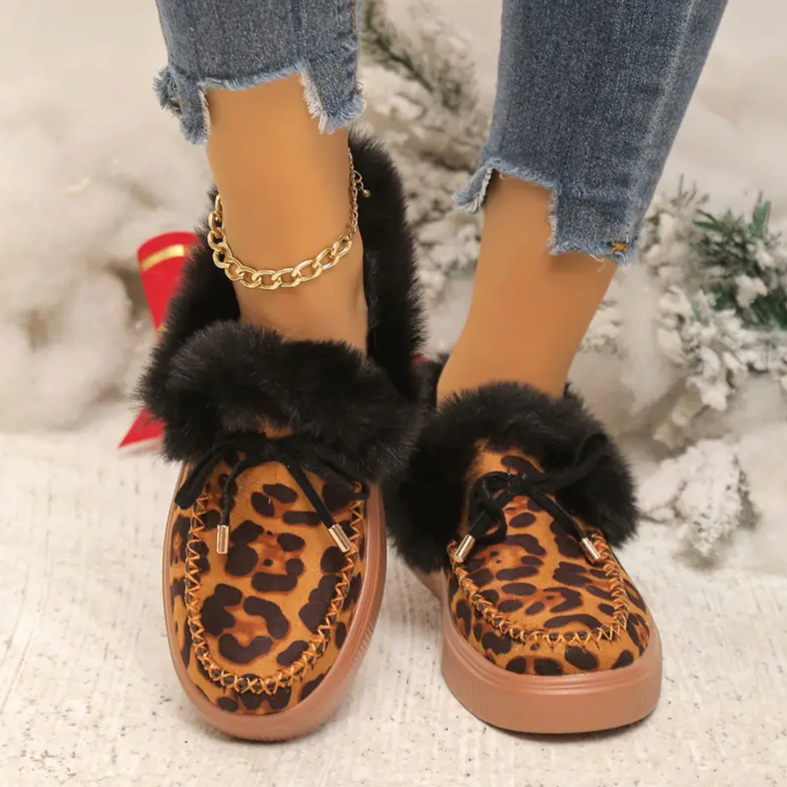 Comelyy Winter Warm Solid Color Bowknot Plush Lined Snow Boots