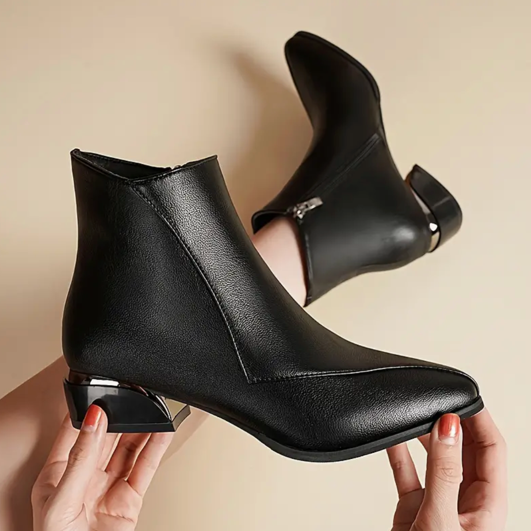 Comelyy Casual All-Match Pointed Toe Stitching Side Zipper Short Boots